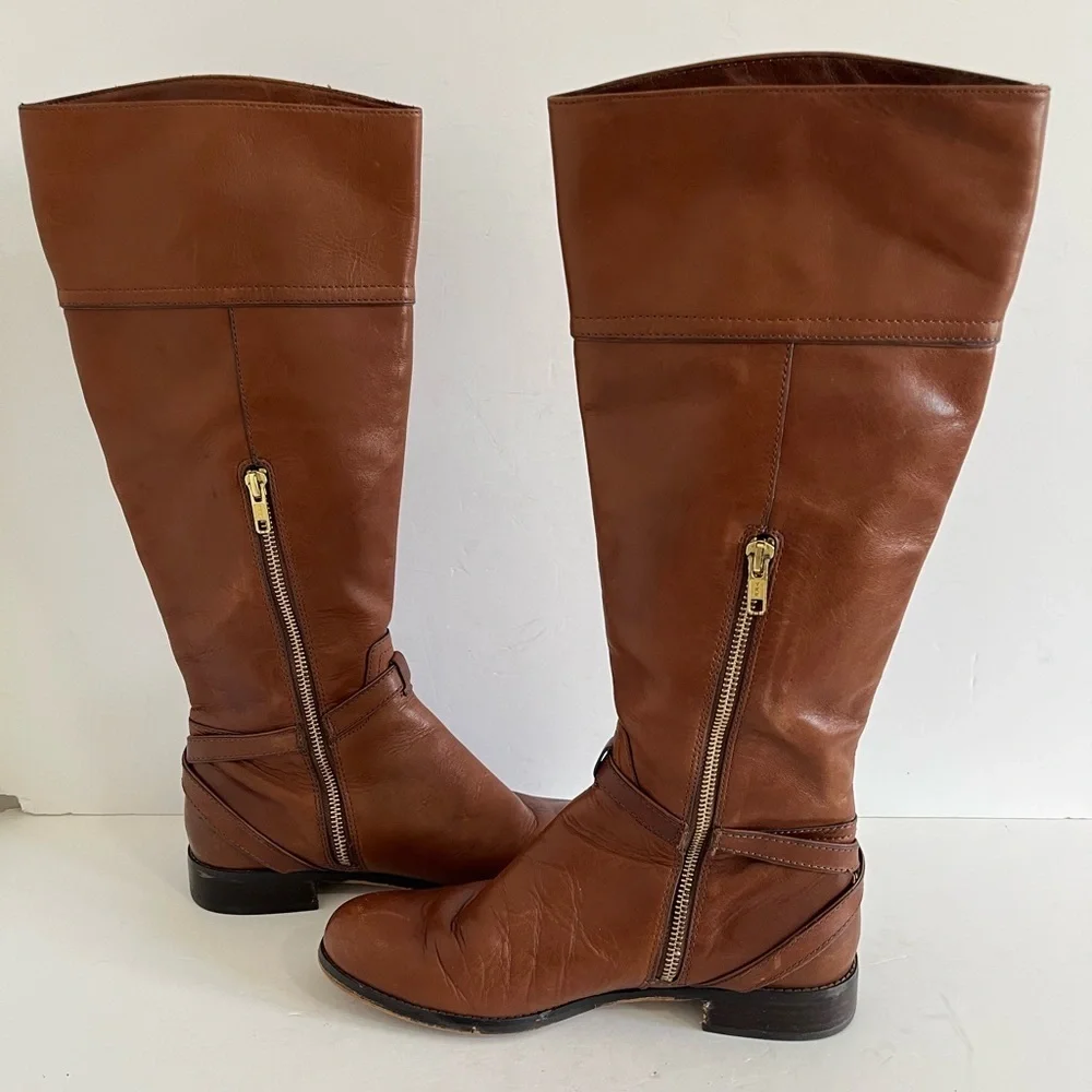 Coach Micha Leather Riding Boots Brown Size 8B